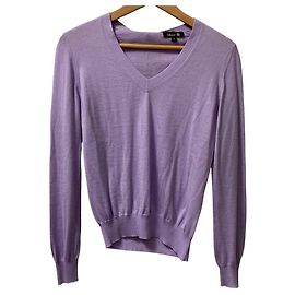 Autre Marque Pull à col rond en maille de cachemire et soie 18G Drawer Violet