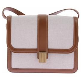 Khaite Sac à bandoulière Blake en toile et cuir Camel