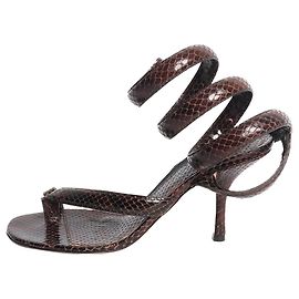 Bottega Veneta Sandálias de salto espiral efeito python castanho - tamanho EU 37 Marrom