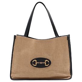 Gucci Sac tote de lona e couro Horsebit 1955, tons neutros e azul-marinho Outro