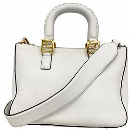 Fendi Selleria Lederhandtasche Weiß