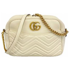 Bolsa de ombro Gucci GG Marmont em couro branco Branco