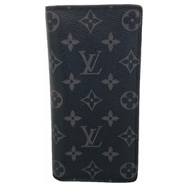 Louis Vuitton Monogram Eclipse Portefeuille Brazza Long Wallet Black