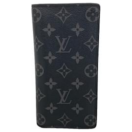 Cartera larga Louis Vuitton Monogram Eclipse Brazza Negro