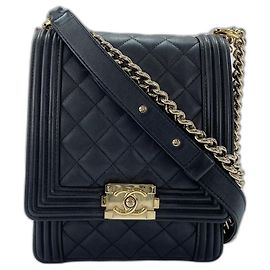 Chanel Boy Shoulder Bag in Black Lambskin Black