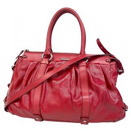 Céline Red 2-way Handbag Silver Hardware Red