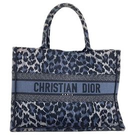 Sac cabas Christian Dior imprimé léopard bleu Bleu