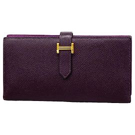Hermès Cartera larga Hermes Bearn Soufflet Verso Otro Burdeos