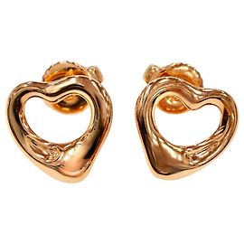 Tiffany & Co. Pink Gold Open Heart Stud Earrings Golden