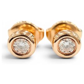 Tiffany & Co. Pink Gold Diamond Stud Earrings Golden