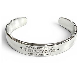 Tiffany & Co. Silver 925 Return to Narrow Cuff Bangle Silvery