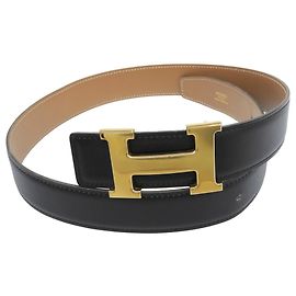 Hermès Hermes Vintage 1995 Constance Ledergürtel Reversibel Schwarz
