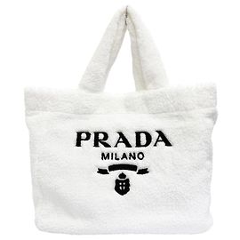 Sac cabas Terry 1BG130 Prada Noir Blanc