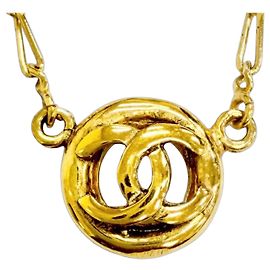 Collier Chanel Vintage Circle Coco Mark Doré
