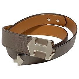 Hermès Cinto Hermes Super H em couro Veau Epsom Marrom