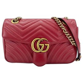 Bolsa de ombro Gucci GG Marmont em couro vermelho Vermelho
