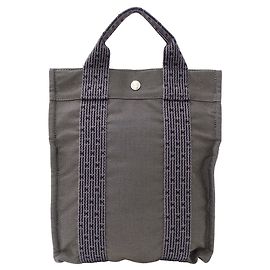 Hermès Hermes Gray Canvas Handbag Brown