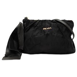 Prada Black Tessuto Canapa Logo Bow Crossbody Nero