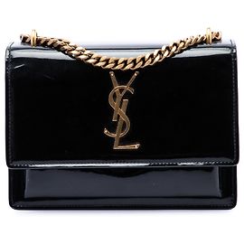 Borsa a tracolla Saint Laurent Black Small Patent Monogram Sunset Nero