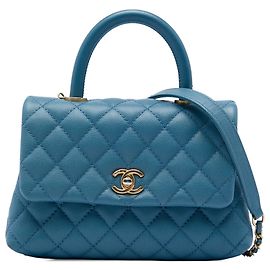 Borsa Chanel Blue Mini Caviar Coco Top Handle Blu Altro