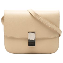 Céline Celine Beige Medium Calfskin Classic Box Bege
