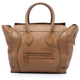 Céline Celine Tote Luggage in pelle di vitello granulata marrone Marrone Cammello