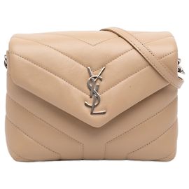 Saint Laurent Bolsa transversal LouLou em couro de bezerro matelassê monograma bege Bege