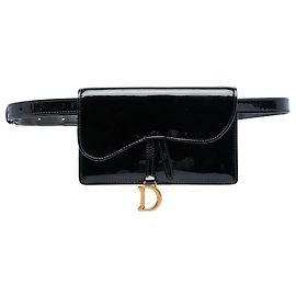 Dior Black Patent Saddle Belt Bag Black