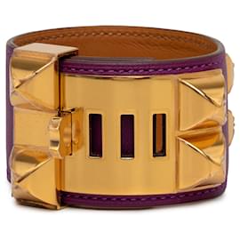 Hermès Collier de Chien Armband aus Swift, violett vergoldet T4 Andere Lila