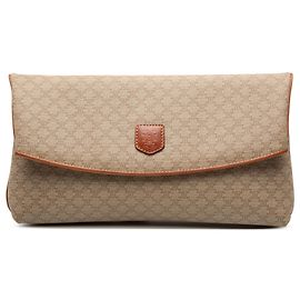 Céline Celine Beige Macadam Coated Canvas Clutch Beige