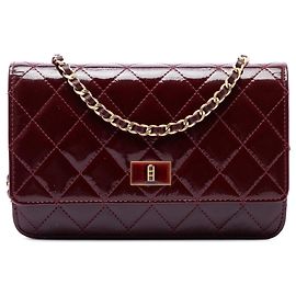 Chanel Red Quilted Patent Reissue 2.55 Wallet On Chain Red Dark red