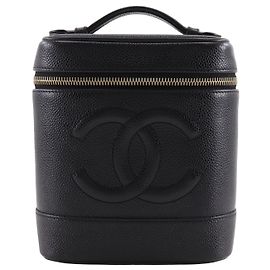Necessaire Chanel Black CC Caviar Preto