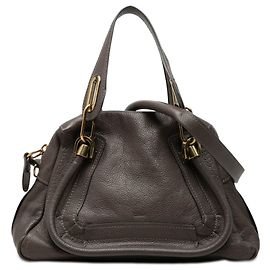 Bolsa Chloé Gray Small Pebbled Leather Paraty Marrom Cinza antracite