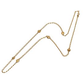 Collana lunga a maglie Chanel Gold CC placcata oro con testa di leone D'oro