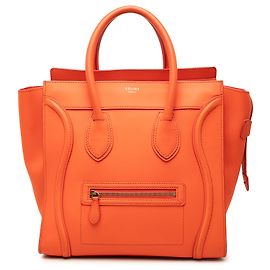 Céline Celine Orange Mini Leather Luggage Tote Orange