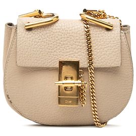 Bolsa transversal Chloé Drew em couro de bezerro granulado nano marrom Marrom Bege