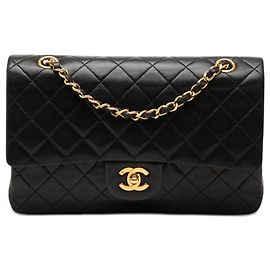 Chanel Black Medium Classic Lambskin Double Flap Nero