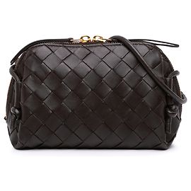 Bottega Veneta Brown Mini Lambskin Intrecciato Loop Camera Bag Brown Dark brown