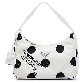 Bolso de Hombro Prada White Mini Re Nylon Polka Dot Re Edition 2000 Blanco