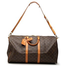 Louis Vuitton Marrom Monogram Keepall Bandouliere 55 Marrom