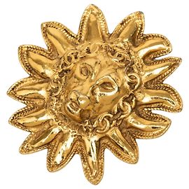 Spilla Sole Testa di Leone CC Placcata Oro Chanel D'oro