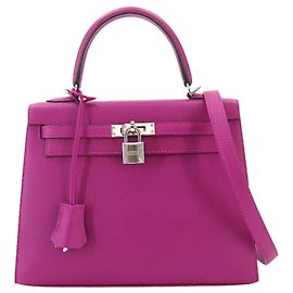 Hermès Bolsa Hermes Kelly 25 Epsom Rose Purple Roxo