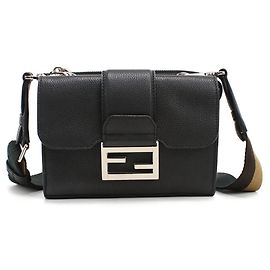 Fendi Black Leather Crossbody Shoulder Bag Black
