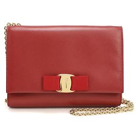 Bolsa de ombro em couro vermelho Salvatore Ferragamo Vermelho