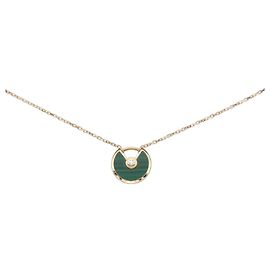 Collier Amulette de Cartier en or jaune, malachite et diamant S0004 Doré Vert