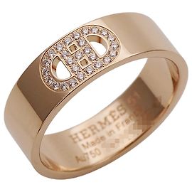 Hermès Hermes 18K Pink Gold Band Ring Golden