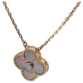Van Cleef & Arpels Vintage Alhambra Anhänger Halskette S0009 Pink Golden
