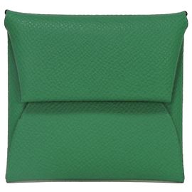 Hermès Hermes Bastia Verso Jaune Milton Bicolor Coin Case Multiple colors Green