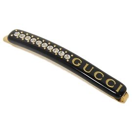 Barrette Gucci nera con strass Nero