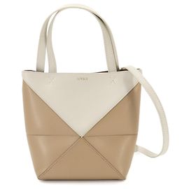 Loewe Puzzle Fold Mini Tote Weiß Beige